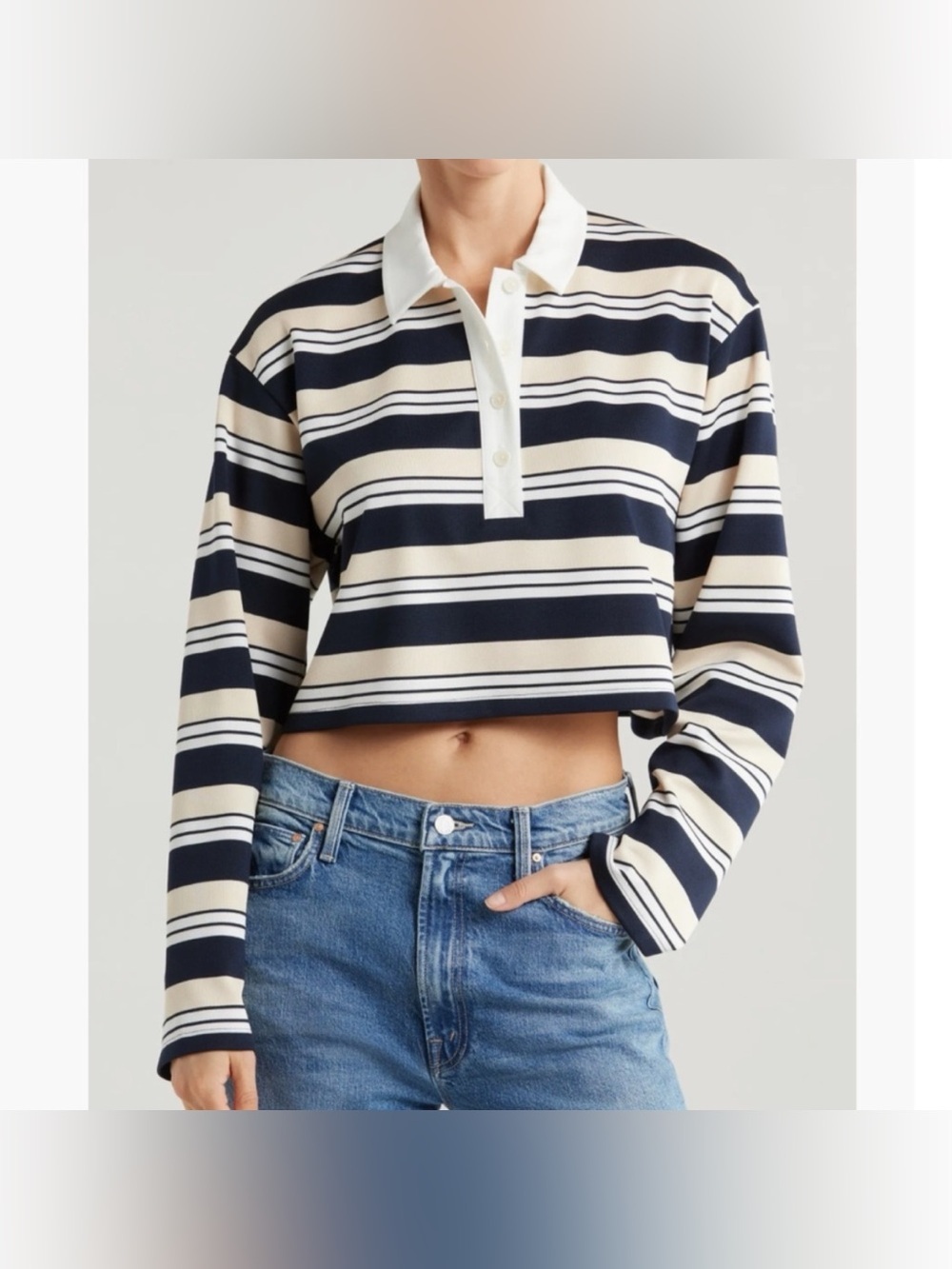 Reformation Anna Striped Rugby Shirt Medium - Picture 14 of 15